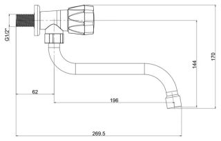 Настенный смеситель для кухни РМС PL3-270 для одной воды голубой